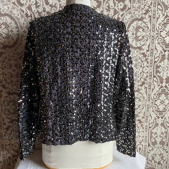 1980s Black & Gold Sequined Jacket 38 Bust - Picture 5 of 9